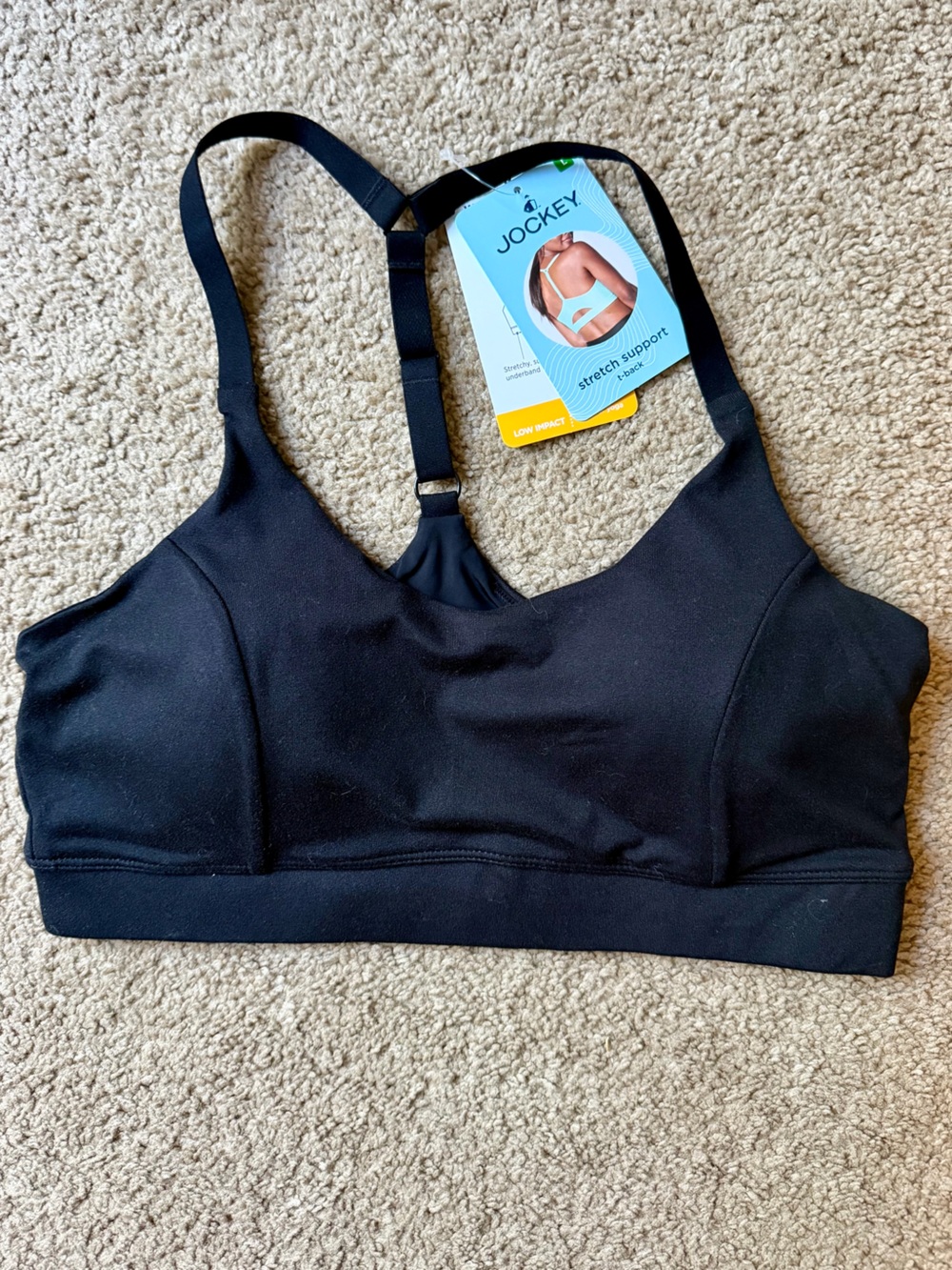 NWT Jockey Black Low-Impact Adjustable Sports Bra